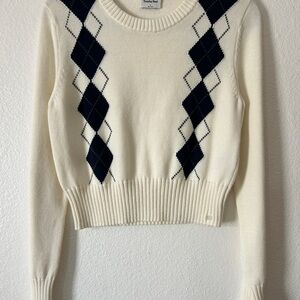 Sunday Best Cream and Black Argyle Sweater